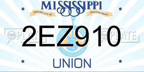 2EZ910 Mississippi License Plate