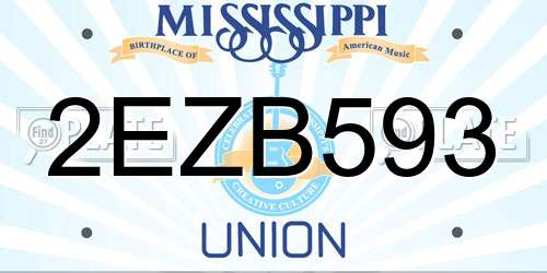 2EZB593 Mississippi License Plate