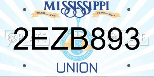 2EZB893 Mississippi License Plate