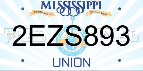 2EZS893 Mississippi License Plate