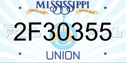 2F30355 Mississippi License Plate