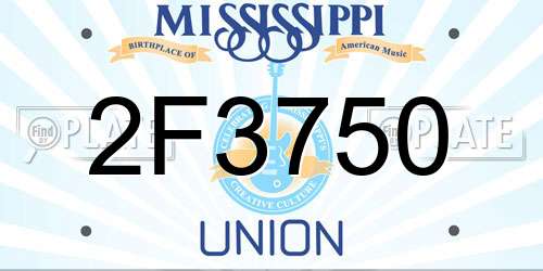2F3750 Mississippi License Plate