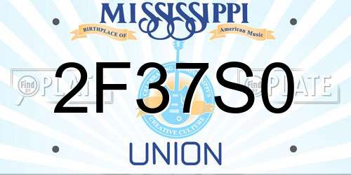 2F37S0 Mississippi License Plate