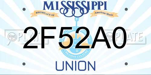 2F52A0 Mississippi License Plate