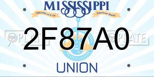 2F87A0 Mississippi License Plate