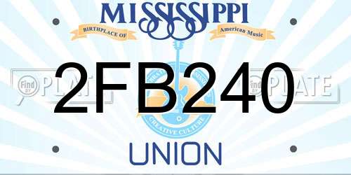 2FB240 Mississippi License Plate