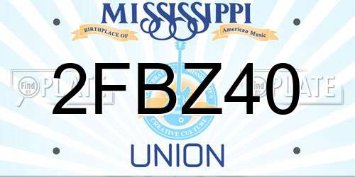 2FBZ40 Mississippi License Plate