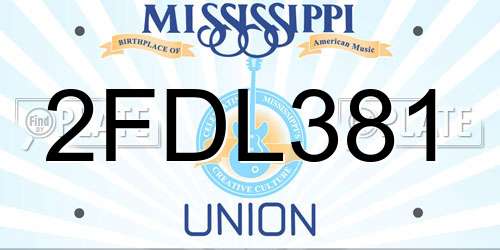 2FDL381 Mississippi License Plate