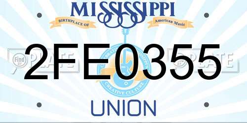 2FE0355 Mississippi License Plate