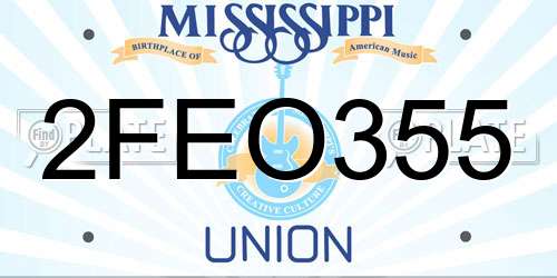 2FEO355 Mississippi License Plate