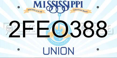 2FEO388 Mississippi License Plate