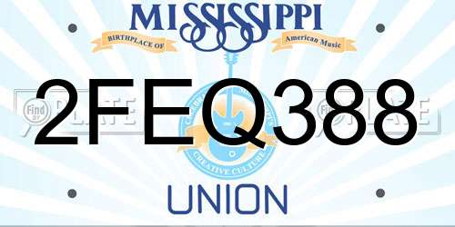 2FEQ388 Mississippi License Plate