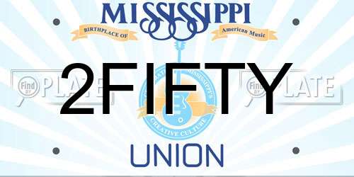 2FIFTY Mississippi License Plate