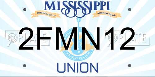 2FMN12 Mississippi License Plate