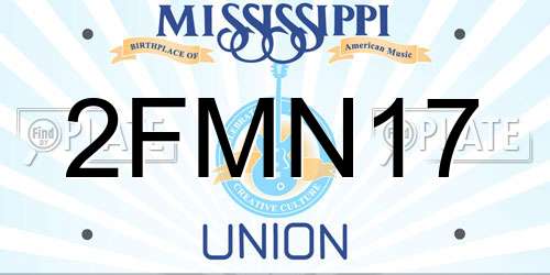 2FMN17 Mississippi License Plate