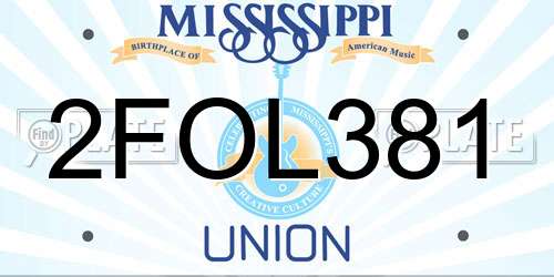 2FOL381 Mississippi License Plate