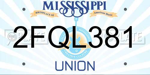 2FQL381 Mississippi License Plate