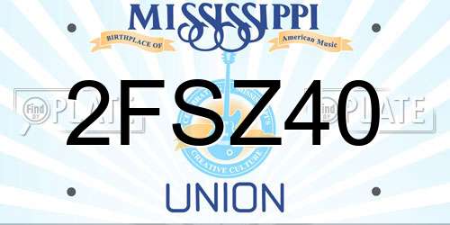 2FSZ40 Mississippi License Plate
