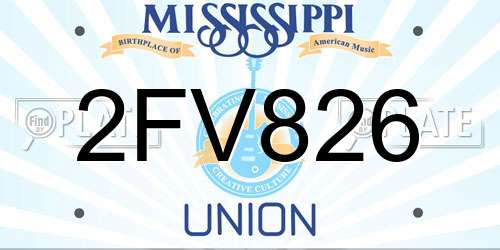 2FV826 Mississippi License Plate