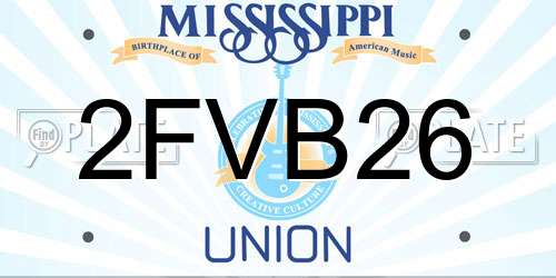 2FVB26 Mississippi License Plate