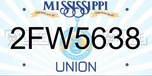 2FW5638 Mississippi License Plate
