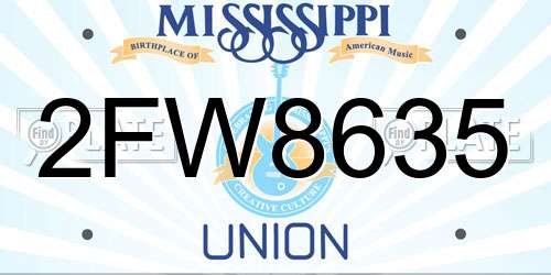 2FW8635 Mississippi License Plate