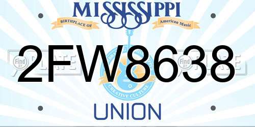 2FW8638 Mississippi License Plate