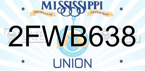 2FWB638 Mississippi License Plate
