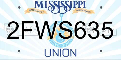 2FWS635 Mississippi License Plate