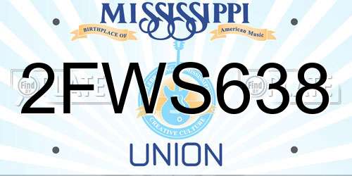 2FWS638 Mississippi License Plate