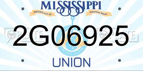 2G06925 Mississippi License Plate