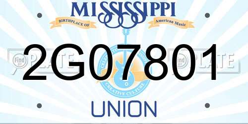 2G07801 Mississippi License Plate