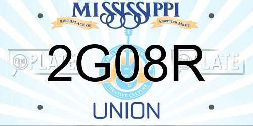2G08R Mississippi License Plate