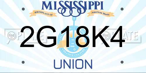 2G18K4 Mississippi License Plate