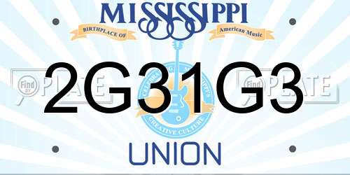 2G31G3 Mississippi License Plate