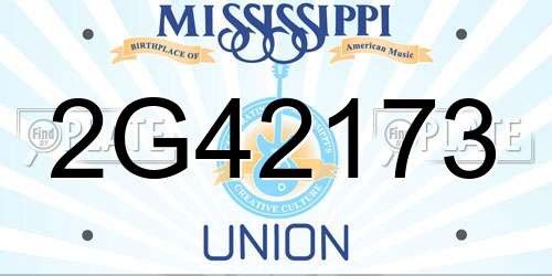 2G42173 Mississippi License Plate