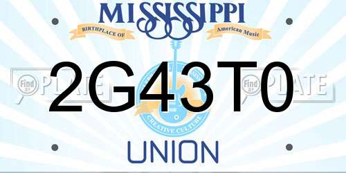 2G43T0 Mississippi License Plate