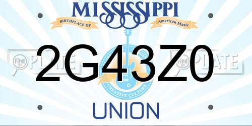 2G43Z0 Mississippi License Plate