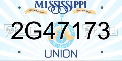 2G47173 Mississippi License Plate