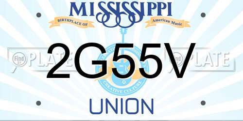 2G55V Mississippi License Plate