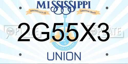 2G55X3 Mississippi License Plate