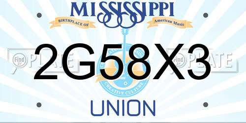 2G58X3 Mississippi License Plate