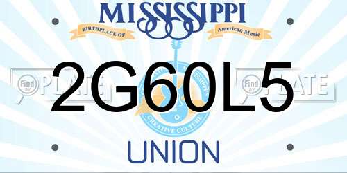 2G60L5 Mississippi License Plate