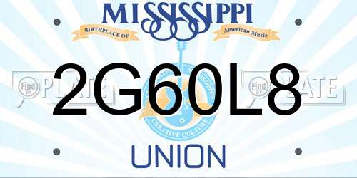 2G60L8 Mississippi License Plate