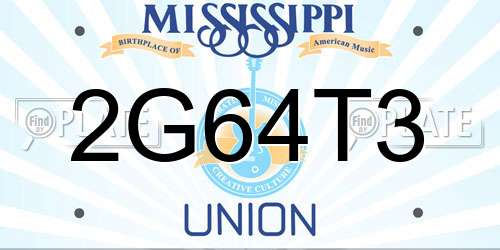 2G64T3 Mississippi License Plate