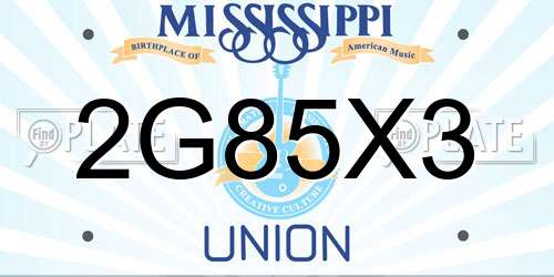 2G85X3 Mississippi License Plate