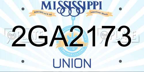 2GA2173 Mississippi License Plate