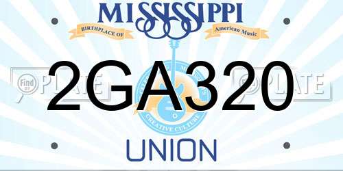2GA320 Mississippi License Plate