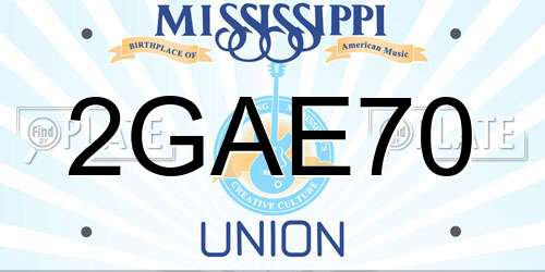 2GAE70 Mississippi License Plate