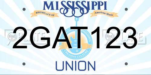2GAT123 Mississippi License Plate